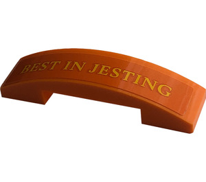 LEGO Orange Slope 1 x 4 Curved Double with 'BEST IN JESTING' Sticker (93273)