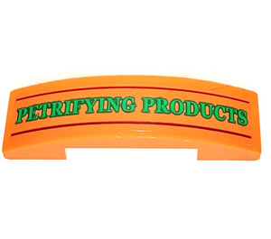 LEGO Oranje Helling 1 x 4 Gebogen Dubbele met 'PETRIFYING PRODUCTS'  Sticker (93273)