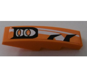 LEGO Orange Pente 1 x 4 Incurvé avec Noir et blanc Rayures et 2 Orange Headlights (La gauche) Autocollant (11153)