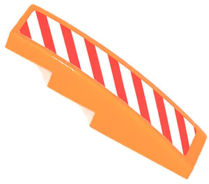 LEGO Orange Pente 1 x 4 Incurvé avec rouge et blanc Danger Rayures (Droite) Autocollant (11153)