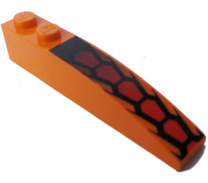 LEGO Orange Pente 1 x 6 Incurvé avec rouge et Noir Hexagonal Scales (35164)