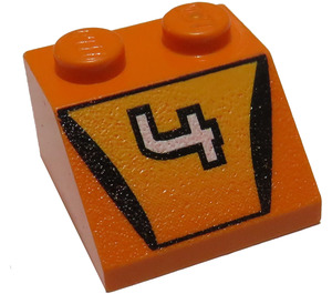 LEGO Orange Pente 2 x 2 (45°) avec "4" et Orange avec Noir Shading (3039)