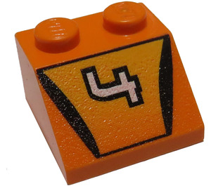 LEGO Orange Slope 2 x 2 (45°) with "4" and Orange with Black Shading (3039 / 42412)