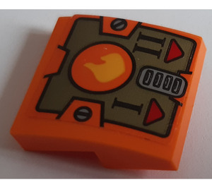 LEGO Oranje Helling 2 x 2 Gebogen met "I" en "II" Numerals Sticker (15068)