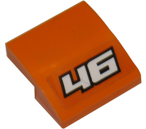 LEGO Orange Steigung 2 x 2 Gebogen mit Weiß '46' Aufkleber (15068)