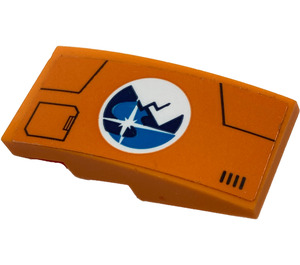 LEGO Orange Steigung 2 x 4 Gebogen mit Arctic Explorers Logo und Tür Hatch Muster Model Recht Seite Aufkleber (93606)