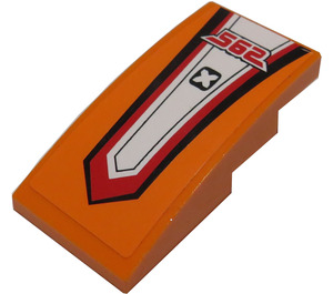 LEGO Orange Slope 2 x 4 Curved with 'X' and Red '562' Sticker (93606)