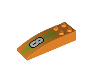 LEGO Orange Schrägstein 2 x 6 Gebogen mit Number '8' (44126 / 80741)