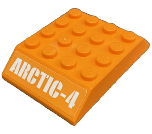 LEGO Orange Slope 4 x 6 (45°) Double with Arctic-4 (Both Sides) Sticker (32083)