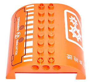 LEGO Orange Slope 8 x 8 x 2 Curved Double with Danger Ammunition Sticker (54095)