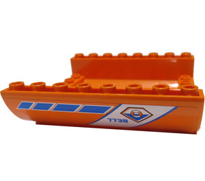 LEGO Oranje Helling 8 x 8 x 2 Gebogen Omgekeerd Dubbele met '7738' en Coast Bewaker Sticker (54091)