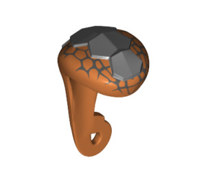 LEGO Orange Snake Headpiece with Tail with  Gray Scales (11724 / 98949)