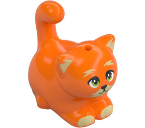 LEGO Orange Dehnend Katze mit Gelb Patches (105930)