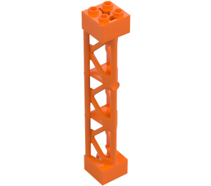 LEGO oranžová Support 2 x 2 x 10 Nosník Trojúhelníkový Vertikální (Typ 4 – 3 sloupky, 3 části) (4687 / 95347)