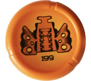 LEGO Orange Technic Bionicle Weapon Throwing Disc with 199 (Disk of Time) (32533 / 52541)