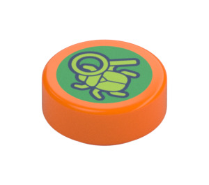 LEGO Orange Tile 1 x 1 Round with Beetle and Magnifying Glass (35380)