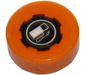 LEGO Orange Fliese 1 x 1 Runden mit Fuel Pump Aufkleber (35380)