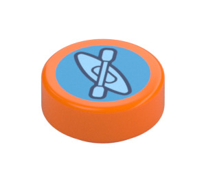 LEGO Orange Tile 1 x 1 Round with Kayak (35380)