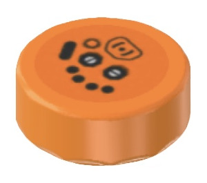 LEGO Oranje Tegel 1 x 1 Ronde met Voertuig Controls Sticker (35380)
