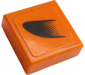 LEGO Oranje Tegel 1 x 1 met Zwart Symbol aan Oranje Rechts Sticker met groef (3070)