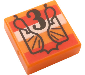 LEGO Orange Fliese 1 x 1 mit Number 3 und Wrapper mit Nut (3070)
