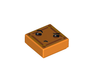 LEGO Orange Tile 1 x 1 with Orange Kryptomite Face  with Groove (3070 / 29654)