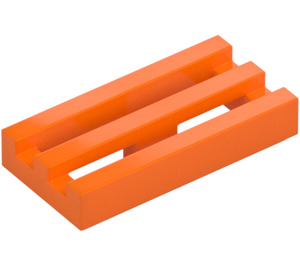 LEGO Orange Bricka 1 x 2 Grill (med Botten skåror) (2412 / 30244)