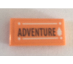 LEGO Orange Tile 1 x 2 with Adventure sticker with Groove (3069)