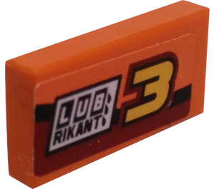 LEGO Oranje Tegel 1 x 2 met Lubrikant en 3 (Links) Sticker met groef (3069)
