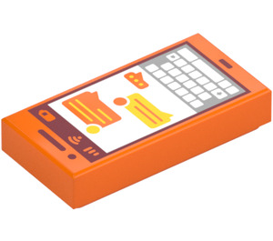 LEGO Orange Tile 1 x 2 with Orange Smartphone with Groove (3069 / 73903)