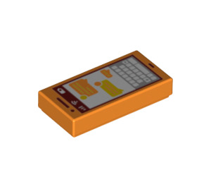 LEGO Oranje Tegel 1 x 2 met Oranje Smartphone met groef (3069 / 73903)