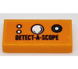 LEGO Oranje Tegel 1 x 2 met Ronde Buttons en 'DETECT-A-SCOPE' Sticker met groef (3069)