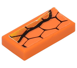 LEGO Orange Tuile 1 x 2 avec Snakeskin (La gauche) Autocollant avec rainure (3069)