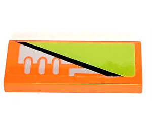 LEGO Orange Tuile 1 x 3 avec Lime Décoration Noir line (La gauche) Autocollant (63864)