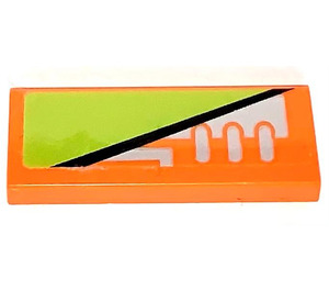 LEGO Orange Tuile 1 x 3 avec Lime Décoration Noir line (Droite) Autocollant (63864)