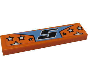 LEGO Orange Tile 1 x 4 with "5" and Stars Sticker (2431)