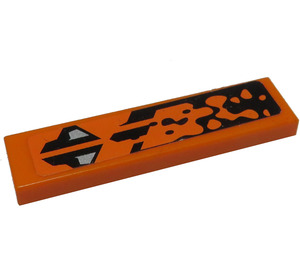 LEGO Orange Tuile 1 x 4 avec Noir et Orange Modèle (Model Droite Côté) Autocollant (2431)