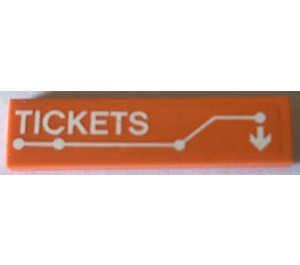 LEGO Orange Tile 1 x 4 with TICKETS and Route pattern Sticker (2431)