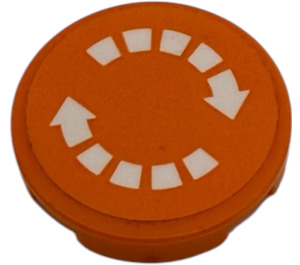 LEGO Orange Tile 2 x 2 Round with dashed white semicircular arrows Sticker with Bottom Stud Holder (14769)