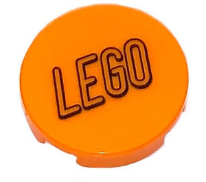 LEGO Orange Tile 2 x 2 Round with LEGO Black Outlined on Transparent Sticker with Bottom Stud Holder (14769)
