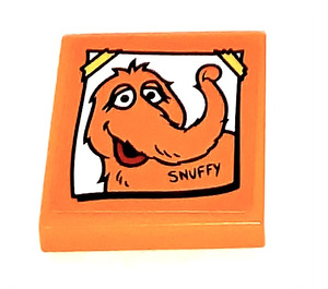 LEGO Orange Tile 2 x 2 with Aloysius Snuffy Snuffleupagus Sticker with Groove (3068)
