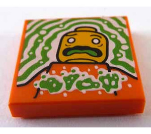 LEGO Orange Tile 2 x 2 with Buuurp print with Groove (3068)