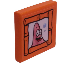 LEGO Orange Tile 2 x 2 with Framed Patrick Picture Sticker with Groove (3068)