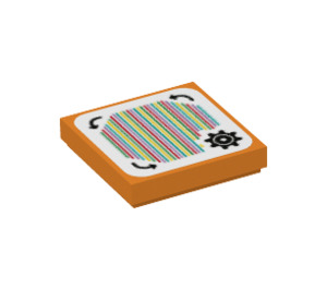 LEGO Orange Tuile 2 x 2 avec Équipement et Incurvé Arrows Scanner Code avec rainure (77553 / 77554)