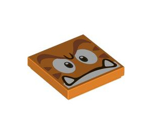 LEGO Orange Tile 2 x 2 with Goomba Face with Groove (3068 / 79551)