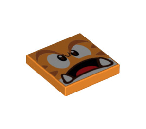 LEGO Orange Bricka 2 x 2 med Goomba Ansikte med skåra (3068 / 94869)