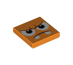 LEGO Oransje Tile 2 x 2 med Goombrat Ansikt med Rille (3068 / 94933)