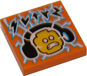 LEGO Orange Fliese 2 x 2 mit Minifig Kopf mit Headphones mit Nut (3068)