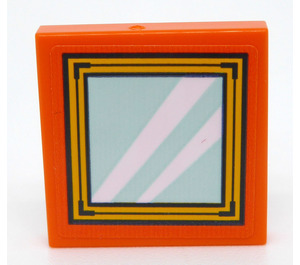LEGO Orange Tile 2 x 2 with Mirror Sticker with Groove (3068)