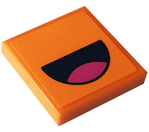 LEGO Orange Tile 2 x 2 with Open Mouth, Tongue Sticker with Groove (3068)